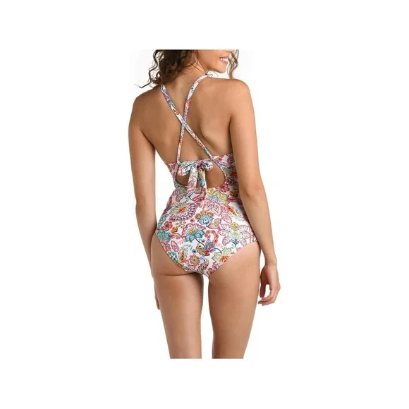 La Blanca Gypsy Soul High Neck Keyhole One Piece Swimsuit Multicolor Paisley 12 - Picture 9 of 9